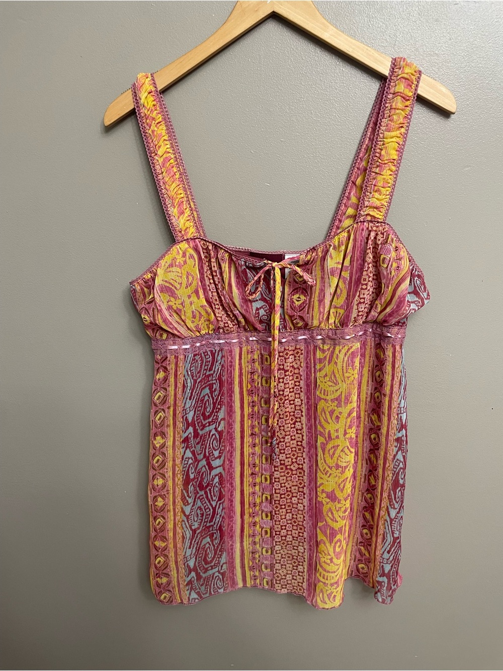 Jordache Top Womens Juniors Large 11/13  Tank Babydoll Boho Feminine Y2K fairy
